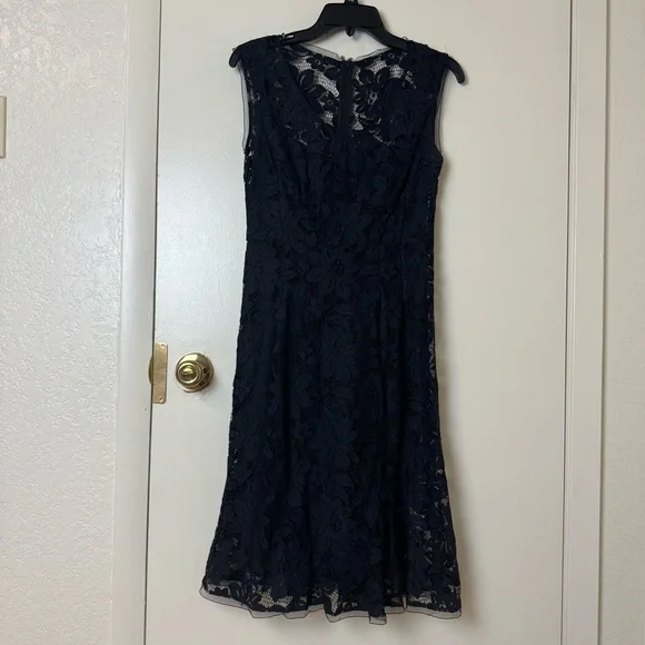 Nanette Lepore Fit & Flare V Neck Black Lace Dress Size 4 - Picture 2 of 7